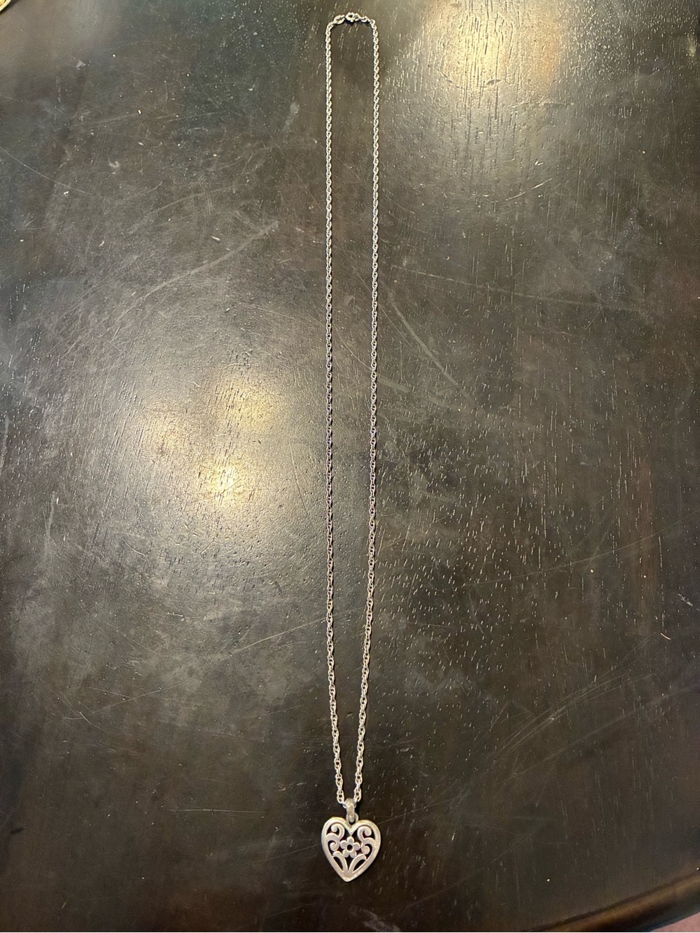 James Avery retired sterling silver floral heart charm on a 30 inch chain